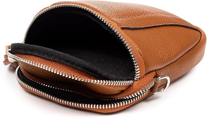 Lederen schoudertas met 2 vakjes enk ritssluiting.