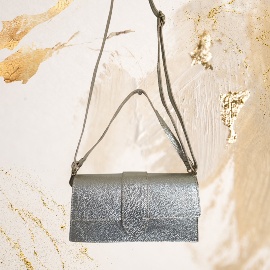 Gouden Leren Tas: Schoudertas, Handtas/Crossbody Tas