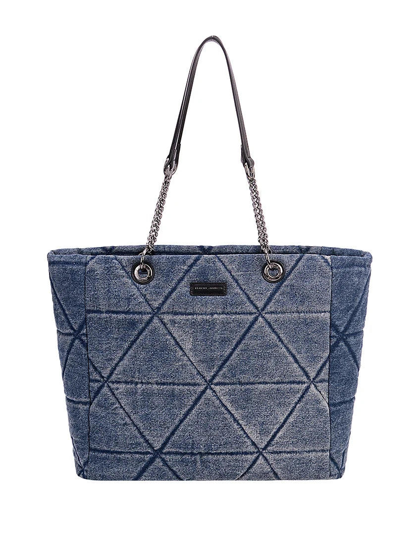Jeans handtas met een zilveren ketting