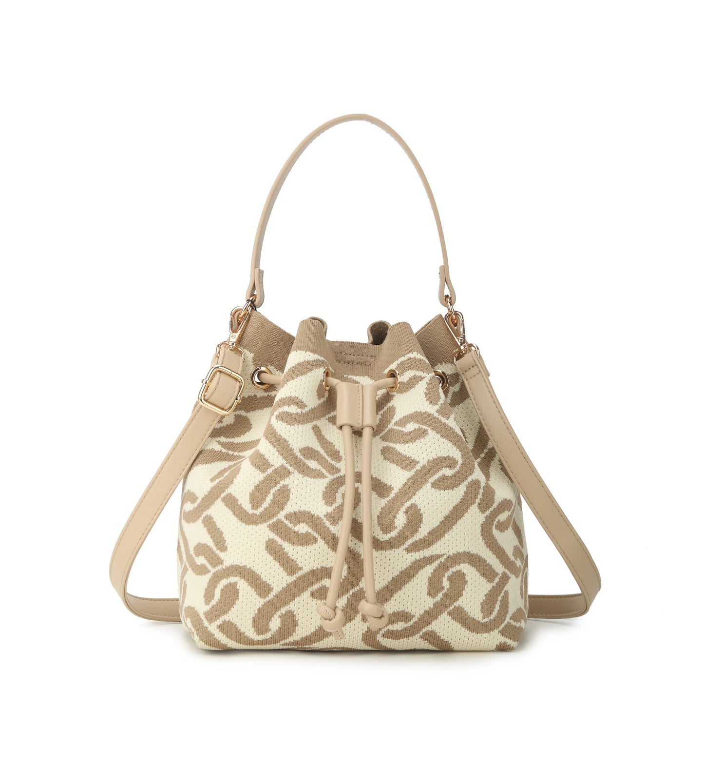 Trendy bucket bag met kettingpatroon