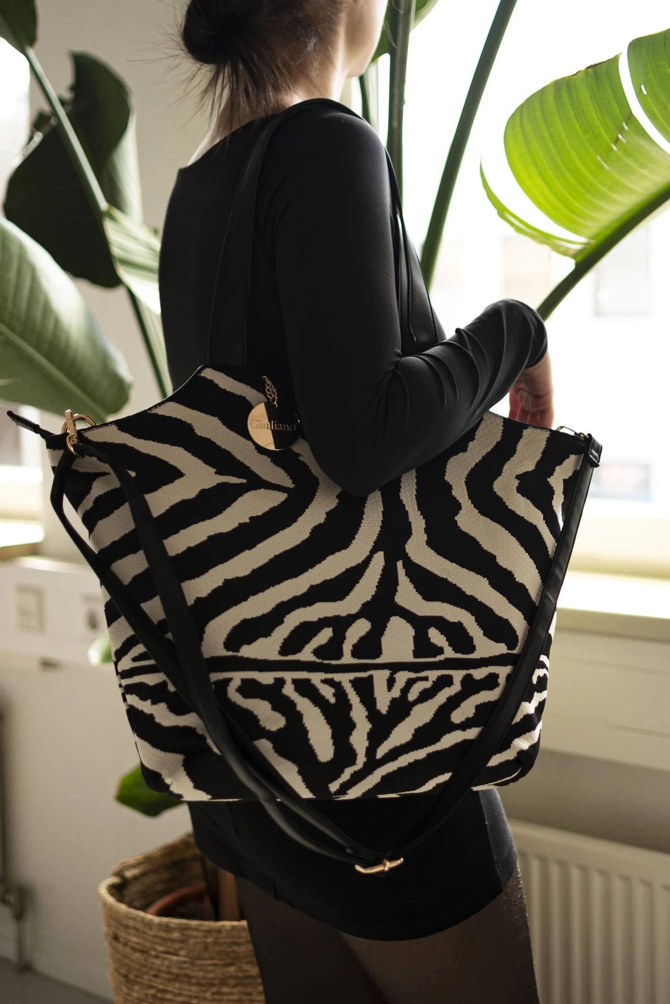 Stijlvolle kunstlederen handtas met trendy zebraprint