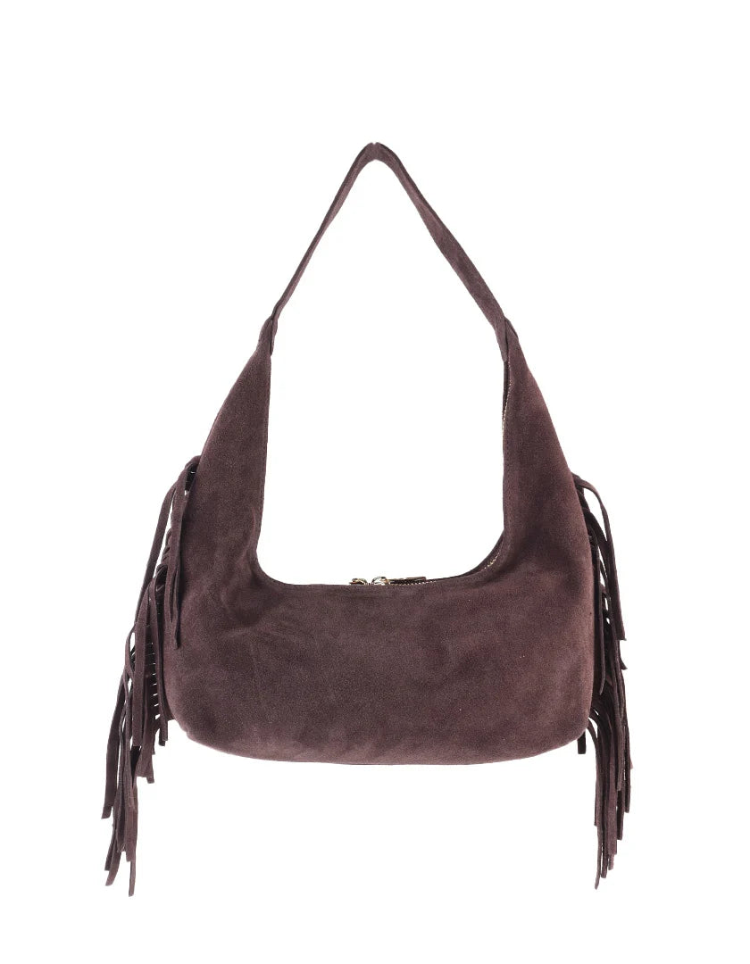 Suede schoudertas