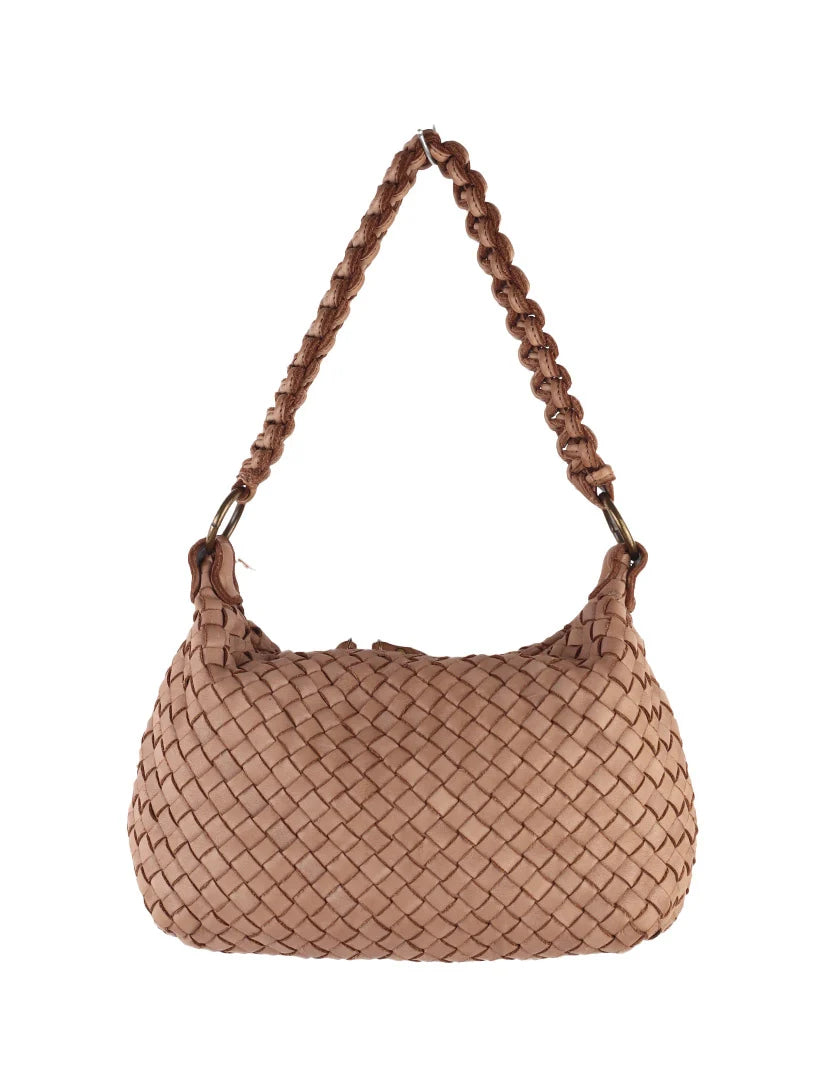 Washed Leather handbag braided