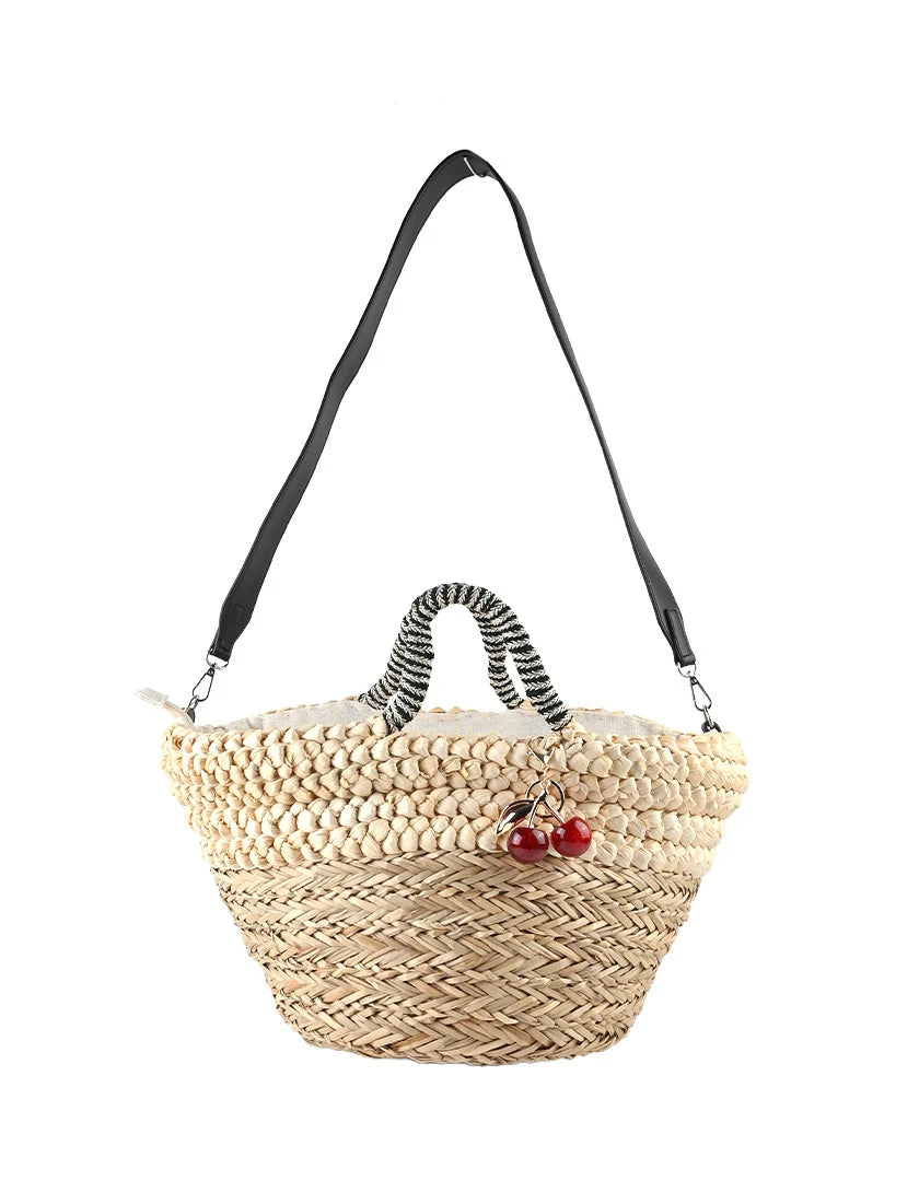 strandtas met zwart/wit handvat