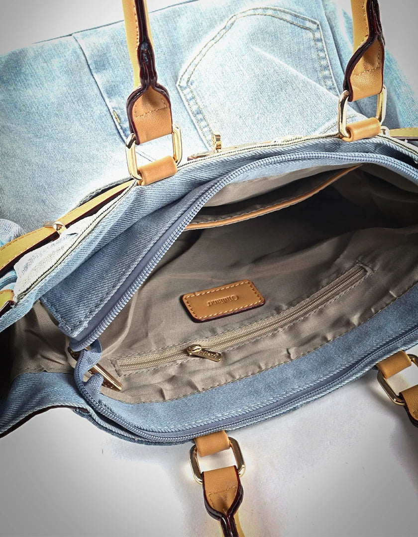 Kunstlederen jeans handtas met unieke details