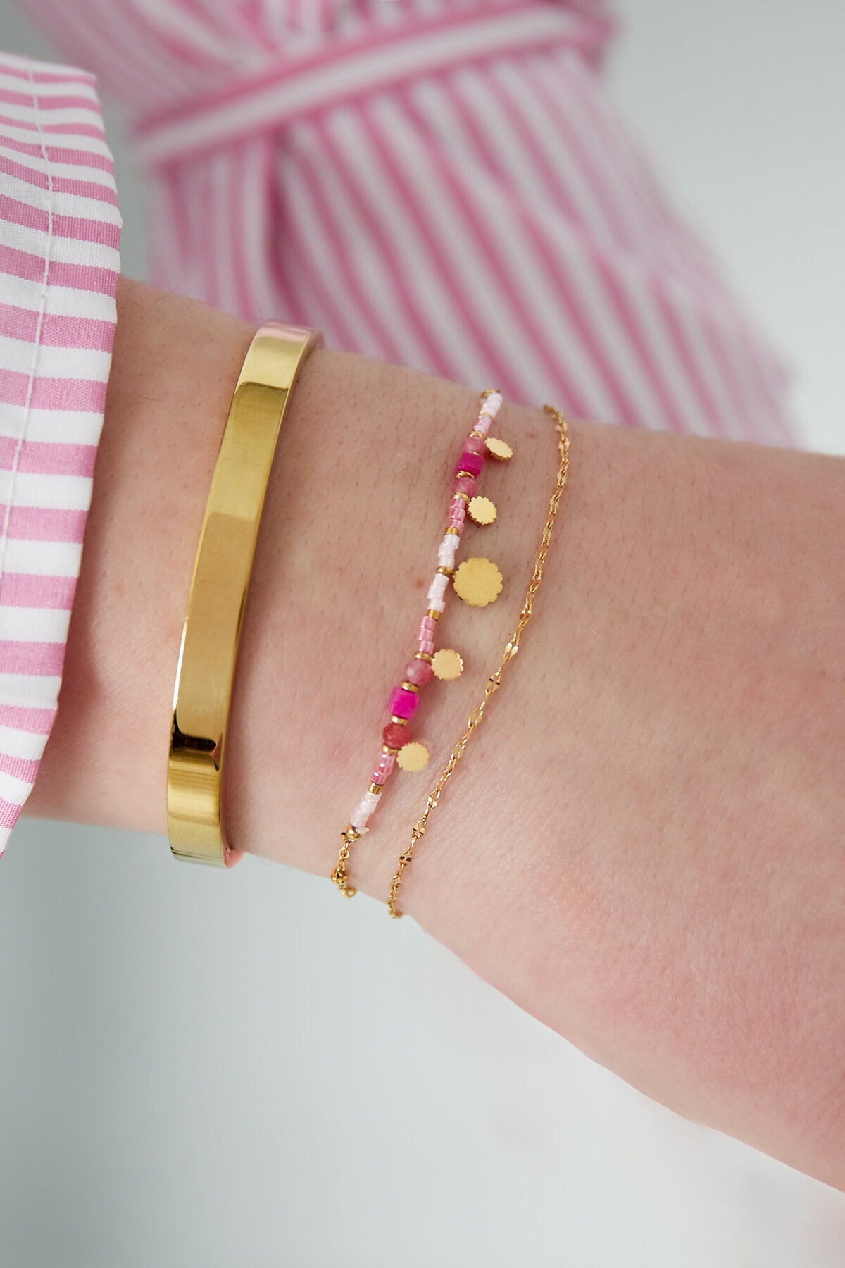 Charming Pink Stainless Steel Bracelet