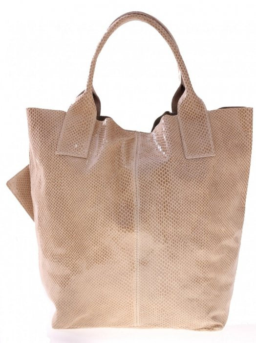Beige leren Shopper