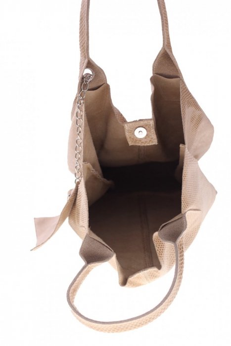 Beige leren Shopper