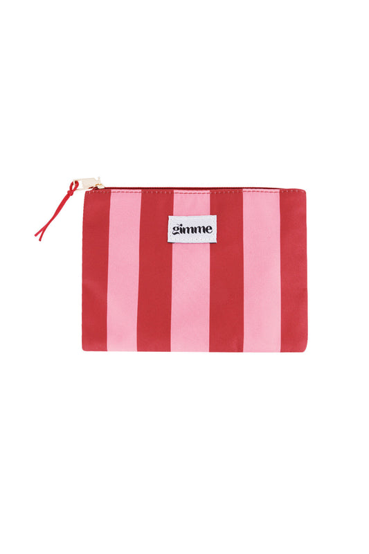 Plat toilettasje dikke streep - Roze rood