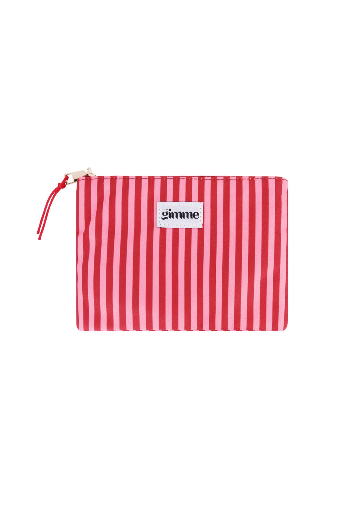 Plat toilettasje dunne streep - Roze rood