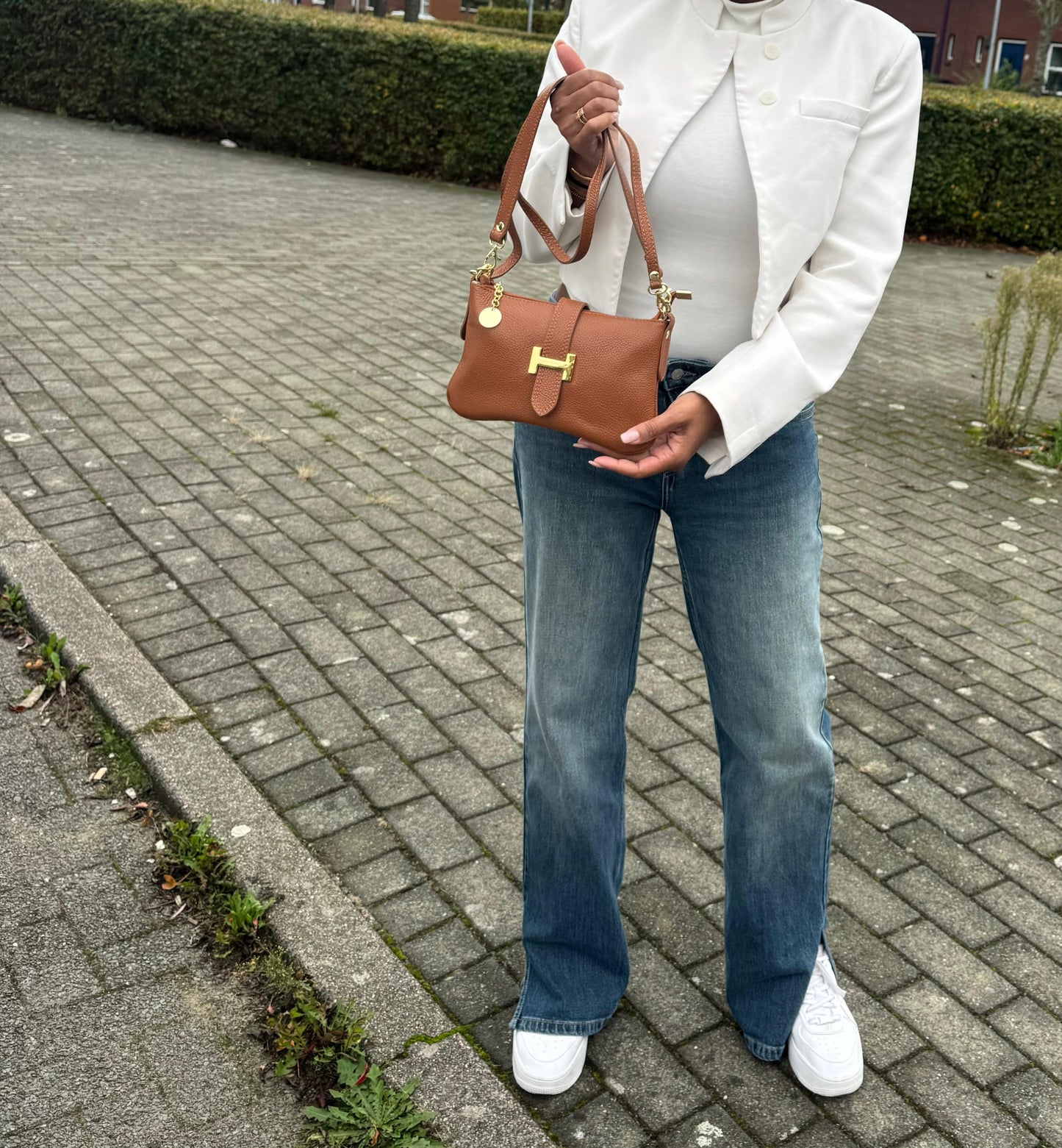 Leren handtas Herma
