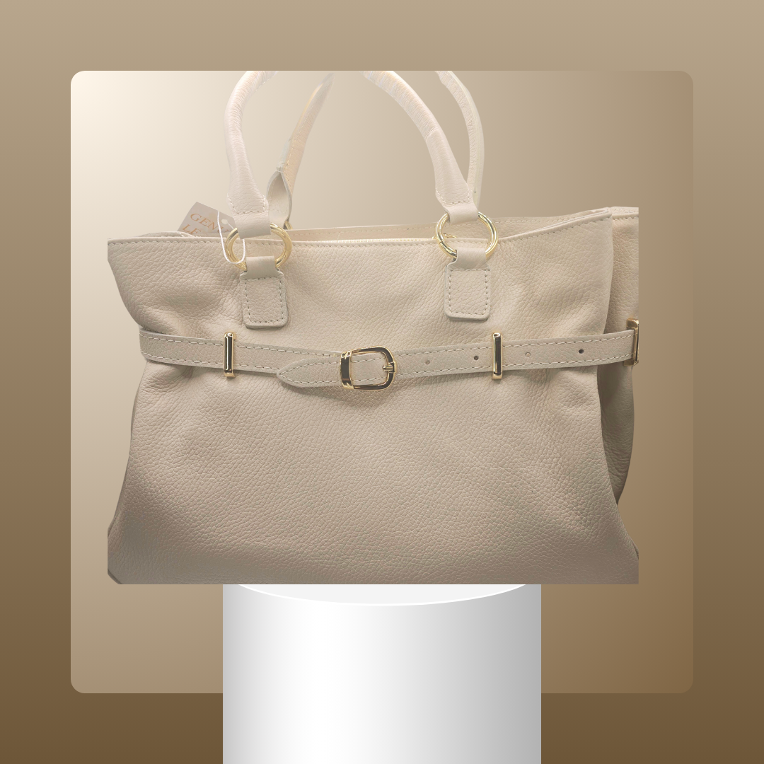 Leren beige tas