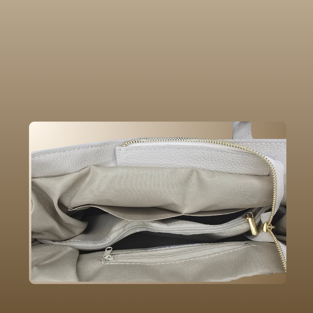 Leren beige tas