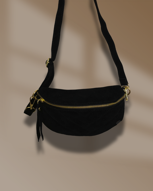 De Ultieme Heuptas/Crossbody  Suede Zwart