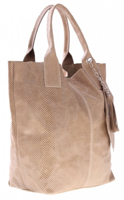 Beige leren Shopper