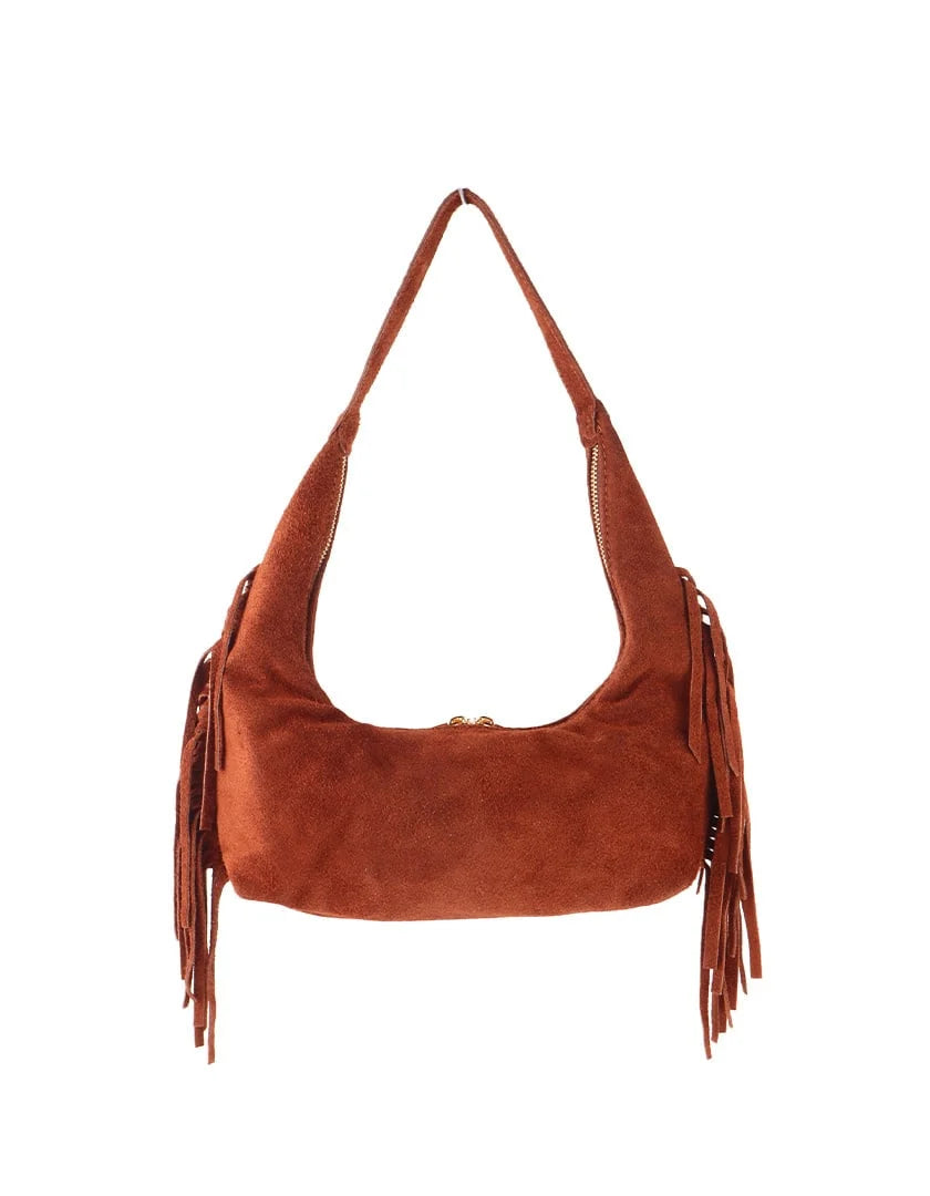 Schoudertas met speelse franjes