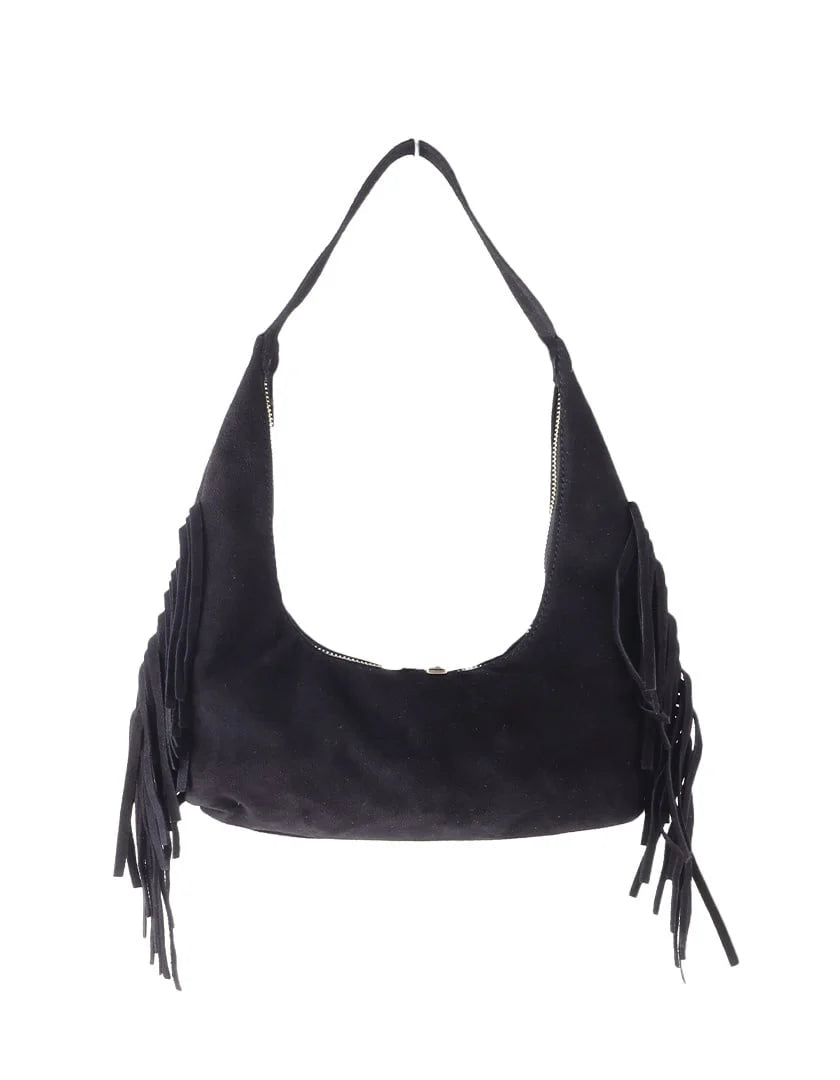 Schoudertas met speelse franjes