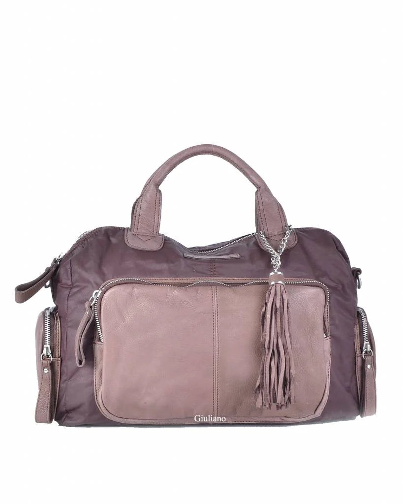 Stoere lederen/nylon tas