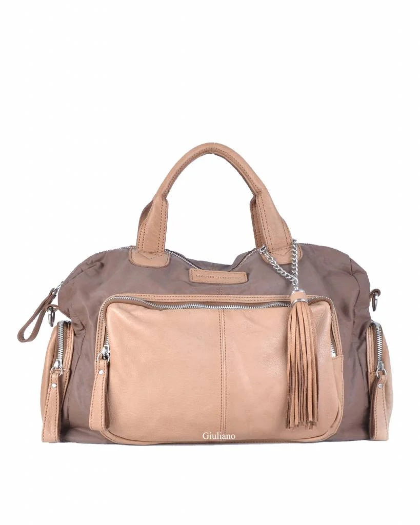 Stoere lederen/nylon tas