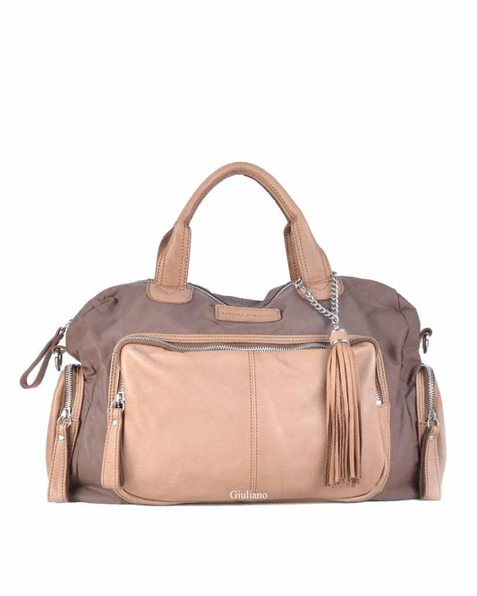 Stoere lederen/nylon tas
