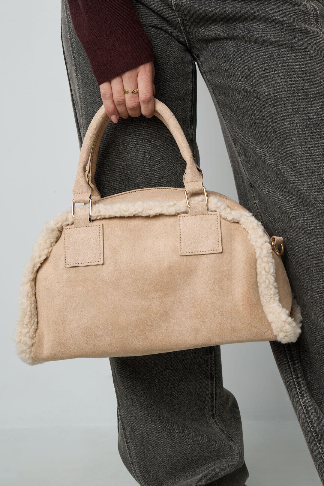 Schoudertas met teddy details