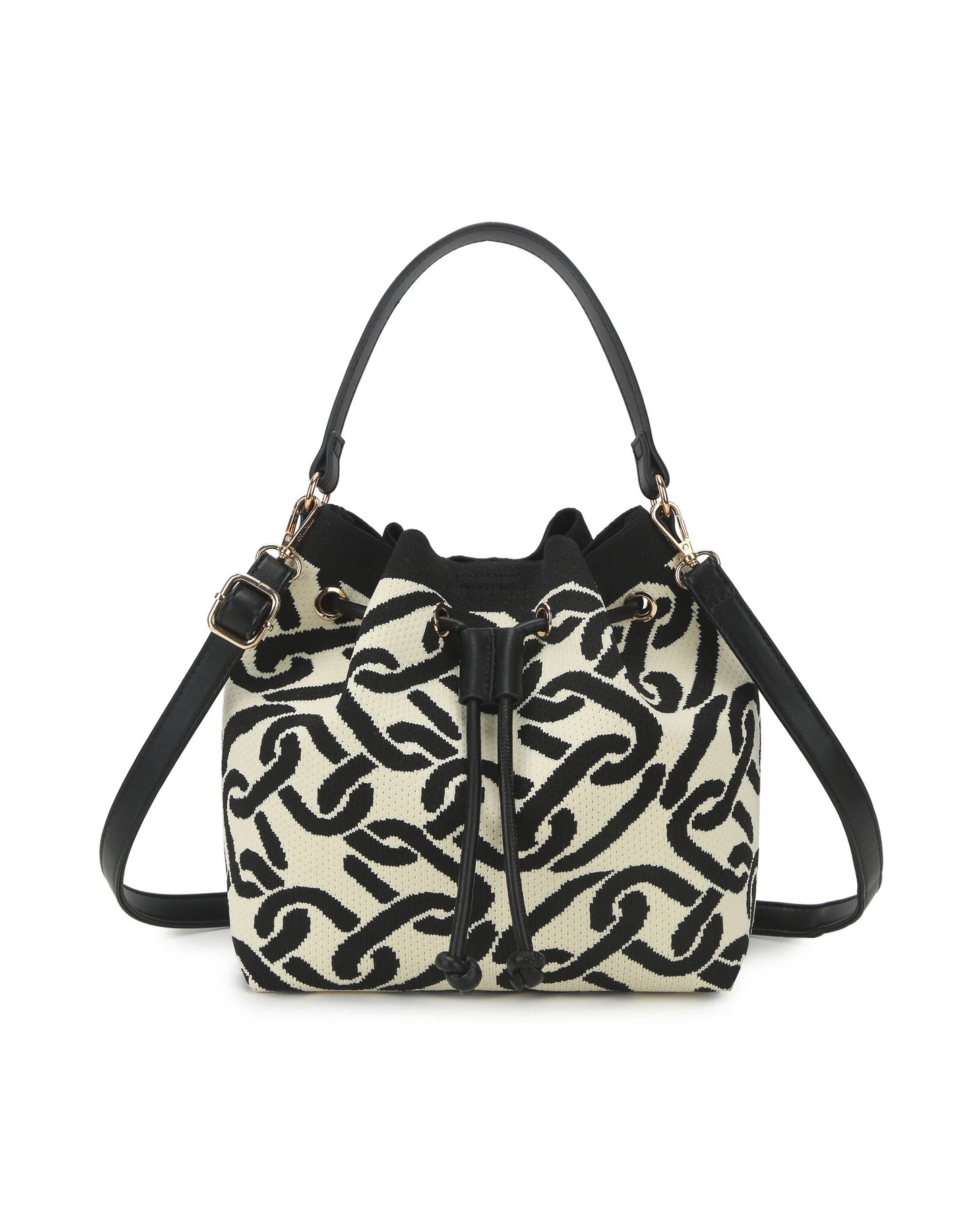 Trendy bucket bag met kettingpatroon