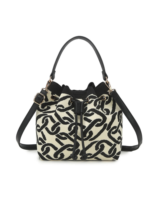 Trendy bucket bag met kettingpatroon