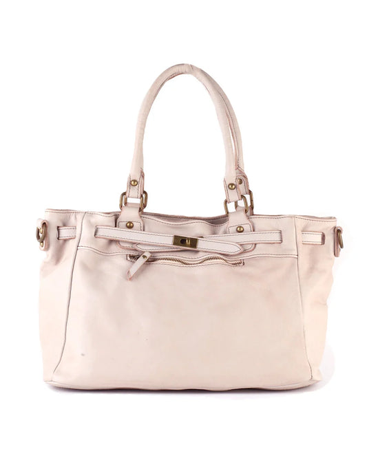 Elegante gewassen leren shopper