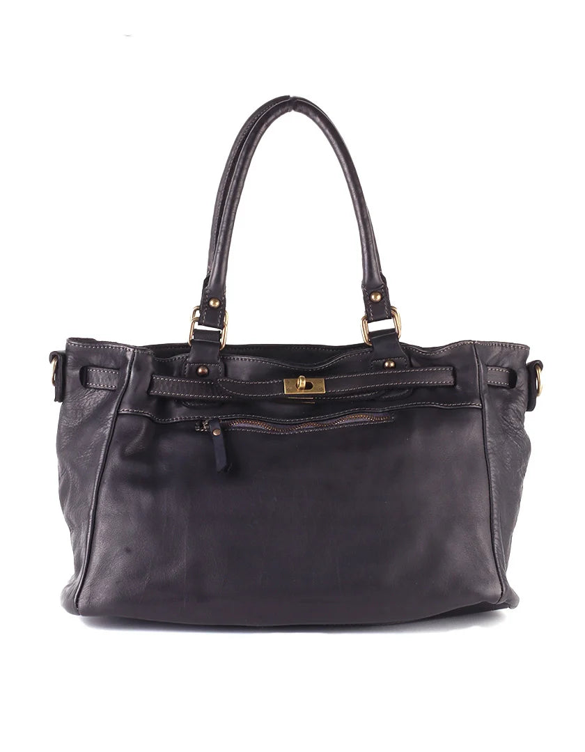 Elegante gewassen leren shopper
