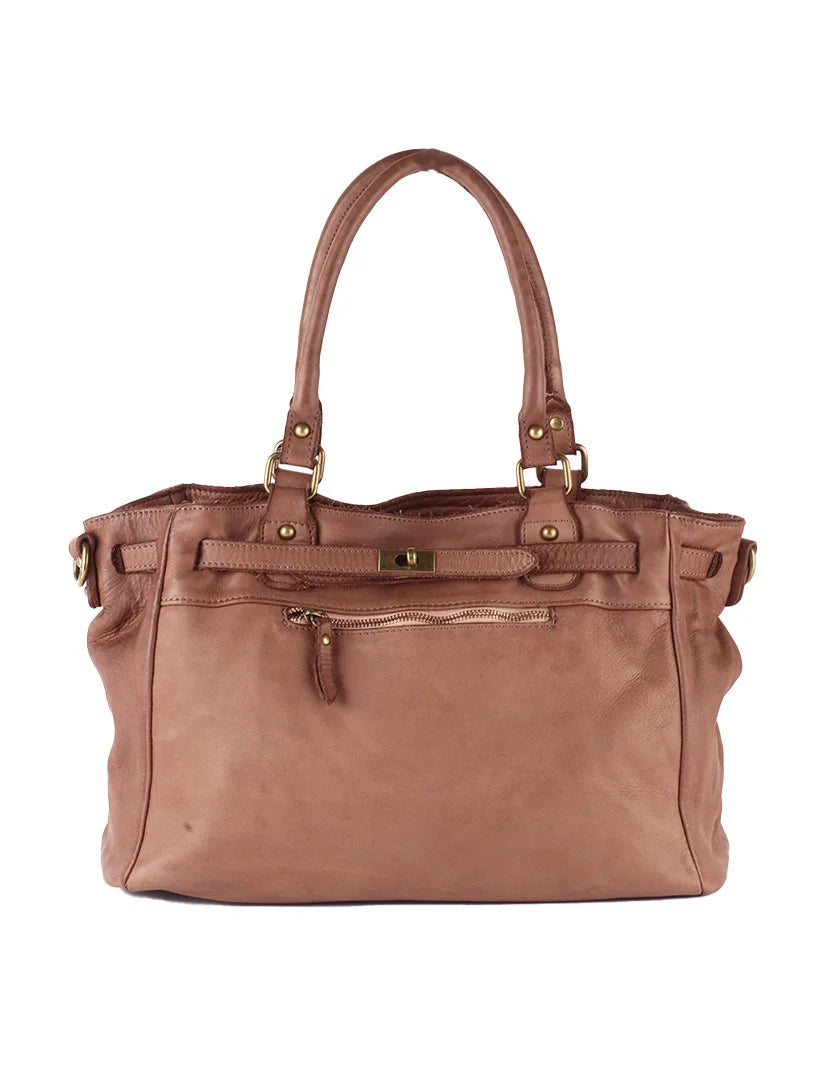 Elegante gewassen leren shopper