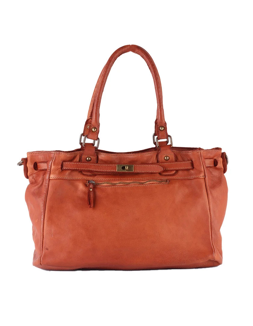 Elegante gewassen leren shopper