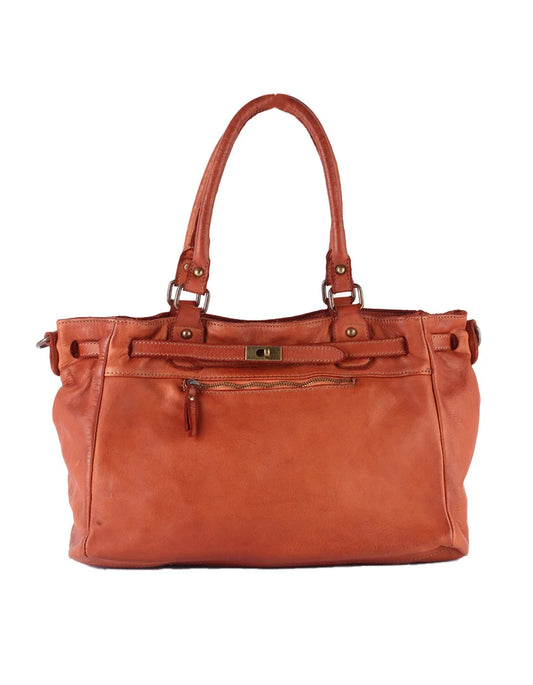 Elegante gewassen leren shopper