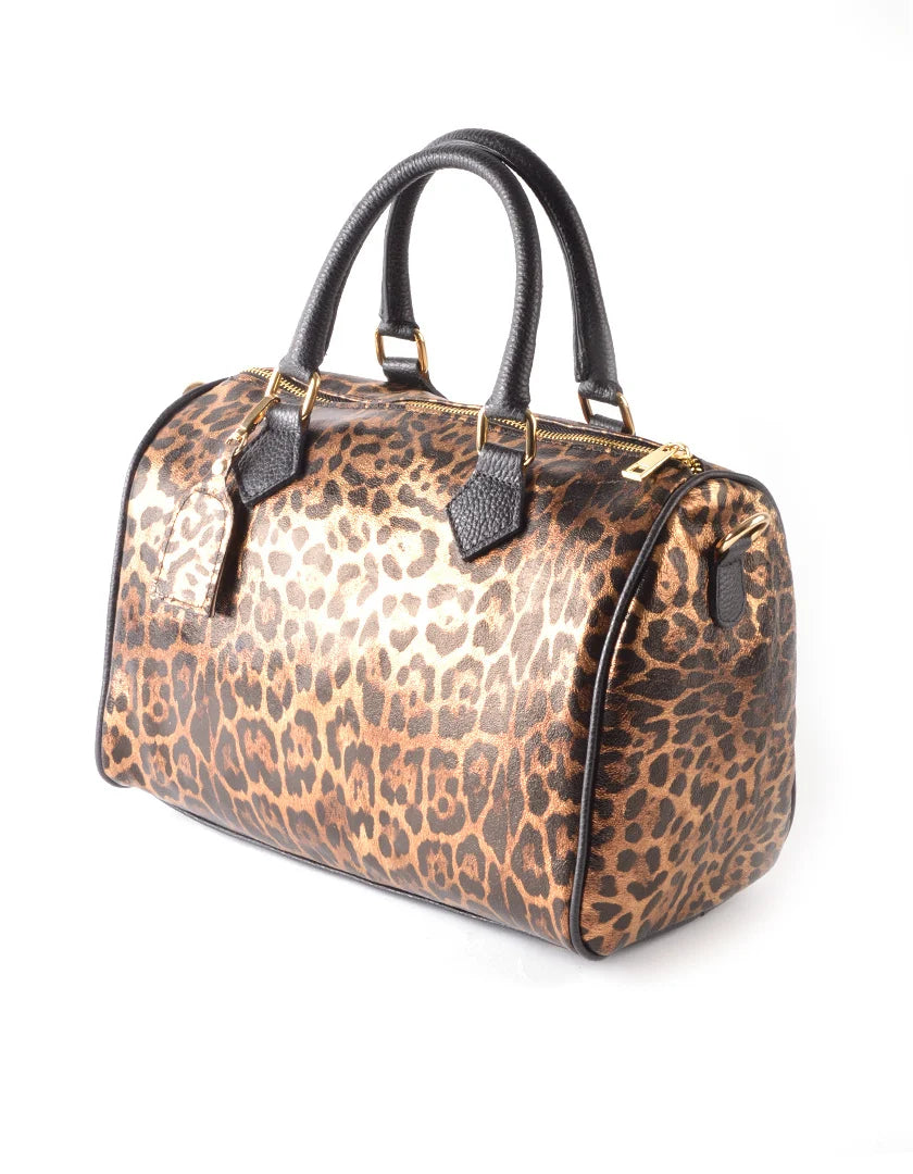 Metallic bowlingtas met panterprint