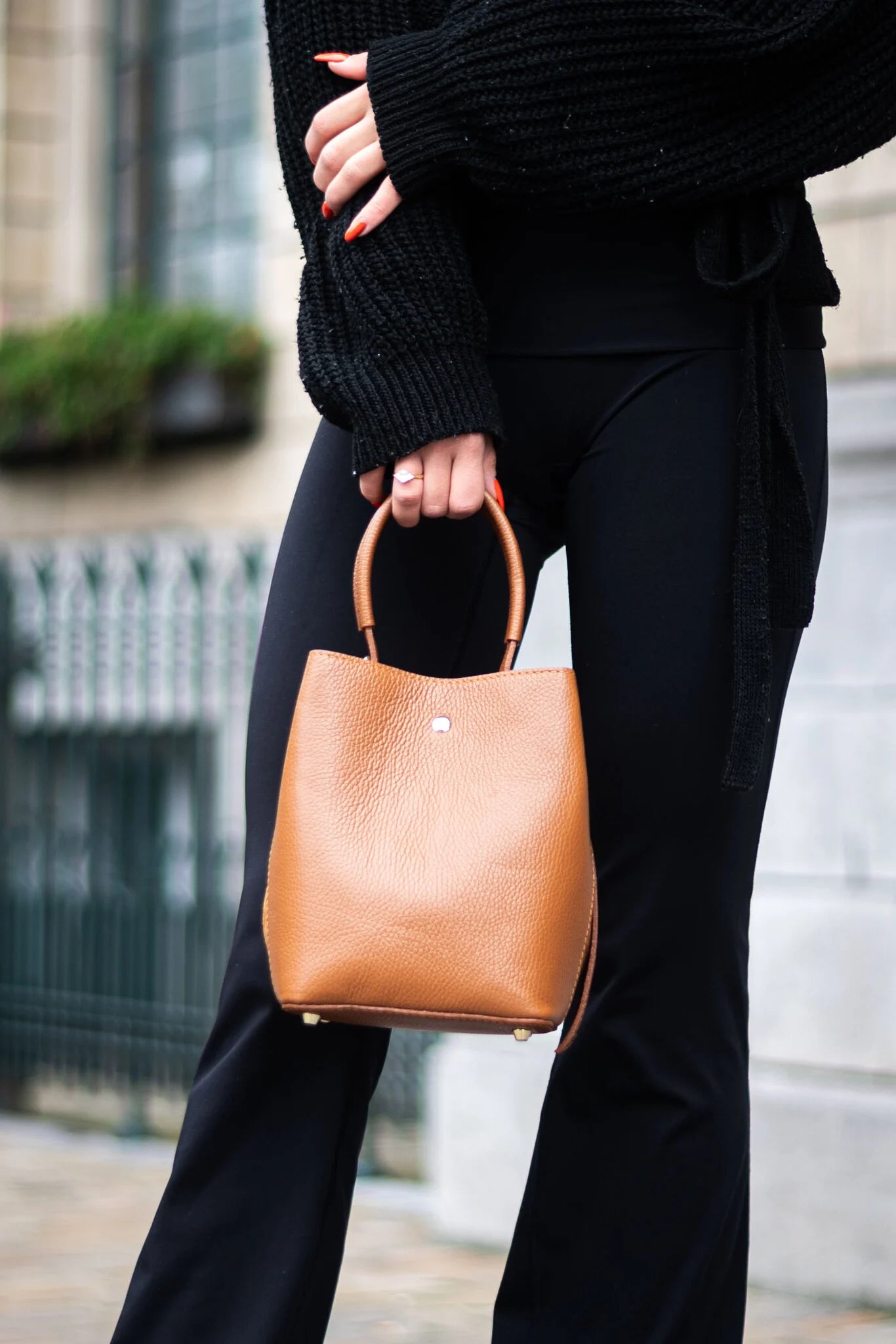 Elegante leren handtas h