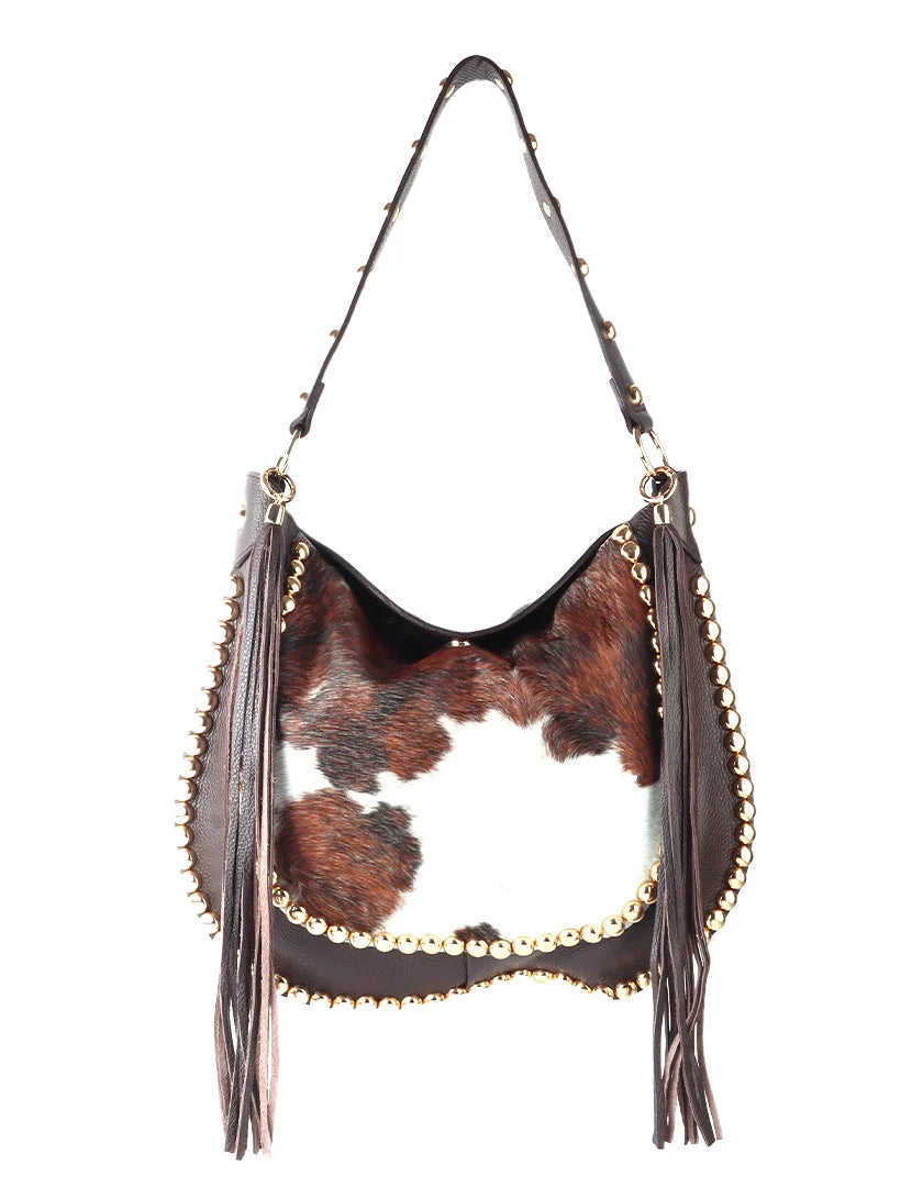 Lederen western hobo-tas met studs