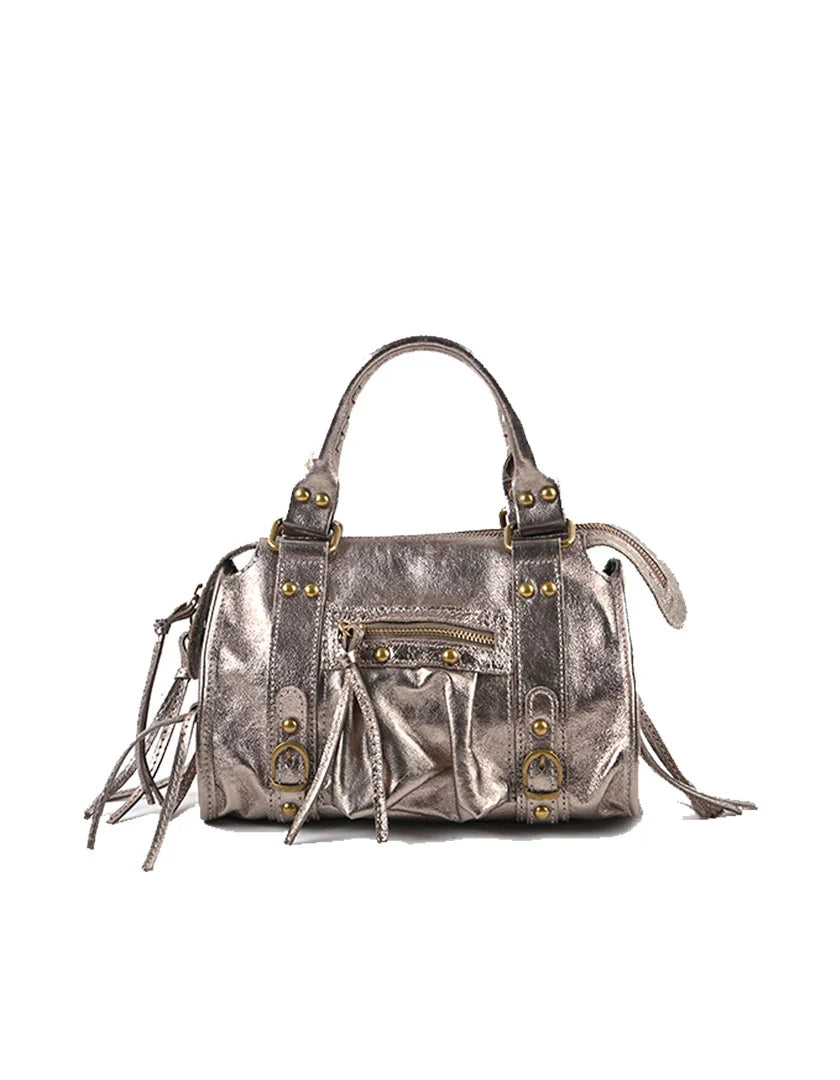 Lederen metallic schoudertas