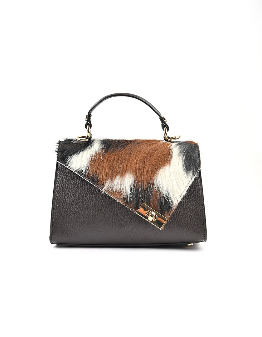 Leren handtas met elegant envelopdesign