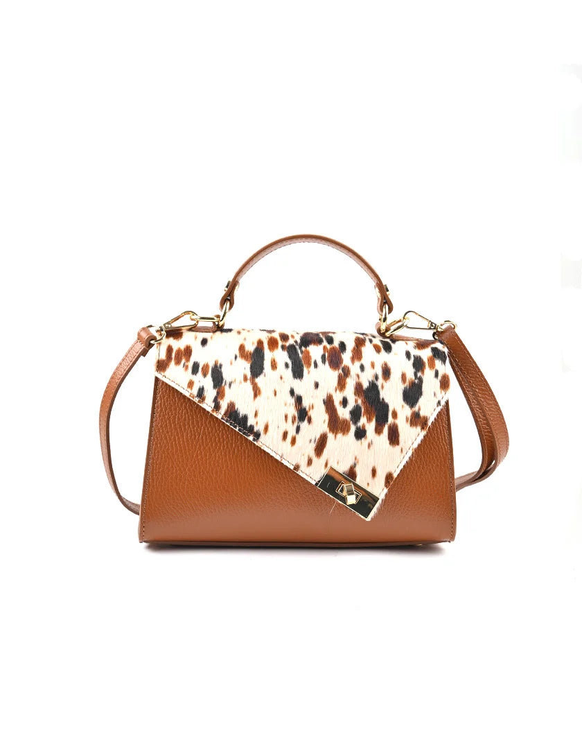 Leren handtas met elegant envelopdesign