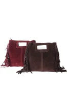 Suède schoudertas met franjes