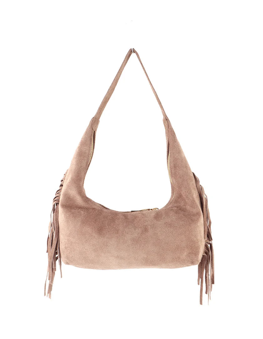 Suede schoudertas