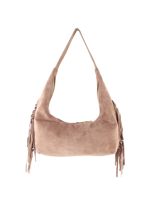 Suede schoudertas