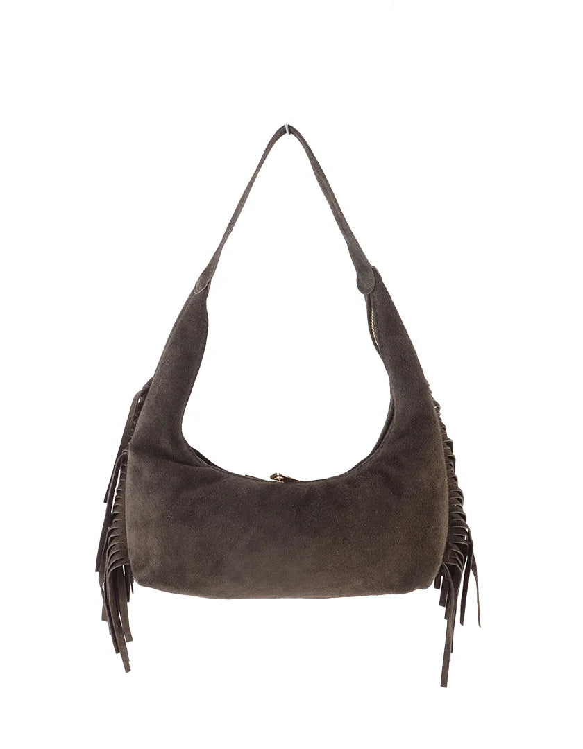 Suede schoudertas