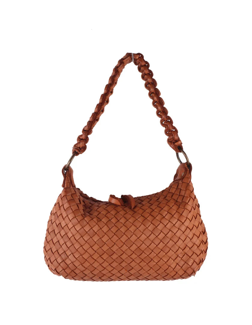 Washed Leather handbag braided