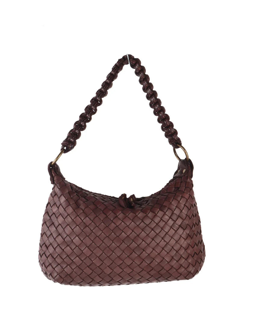 Washed Leather handbag braided
