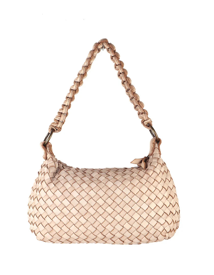 Washed Leather handbag braided