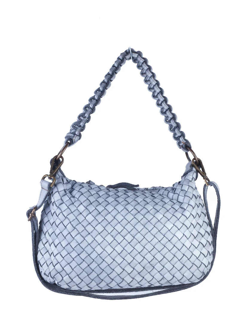 Washed Leather handbag braided