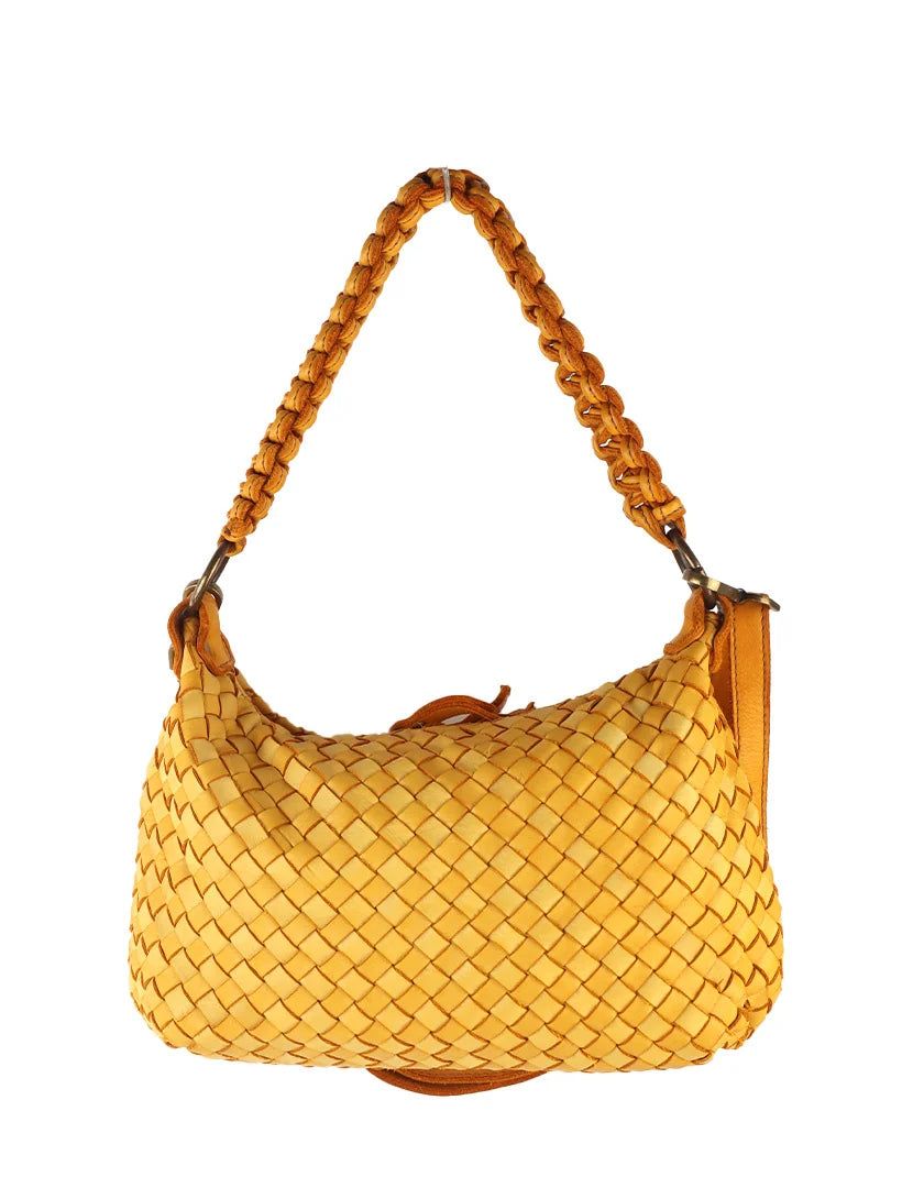 Washed Leather handbag braided