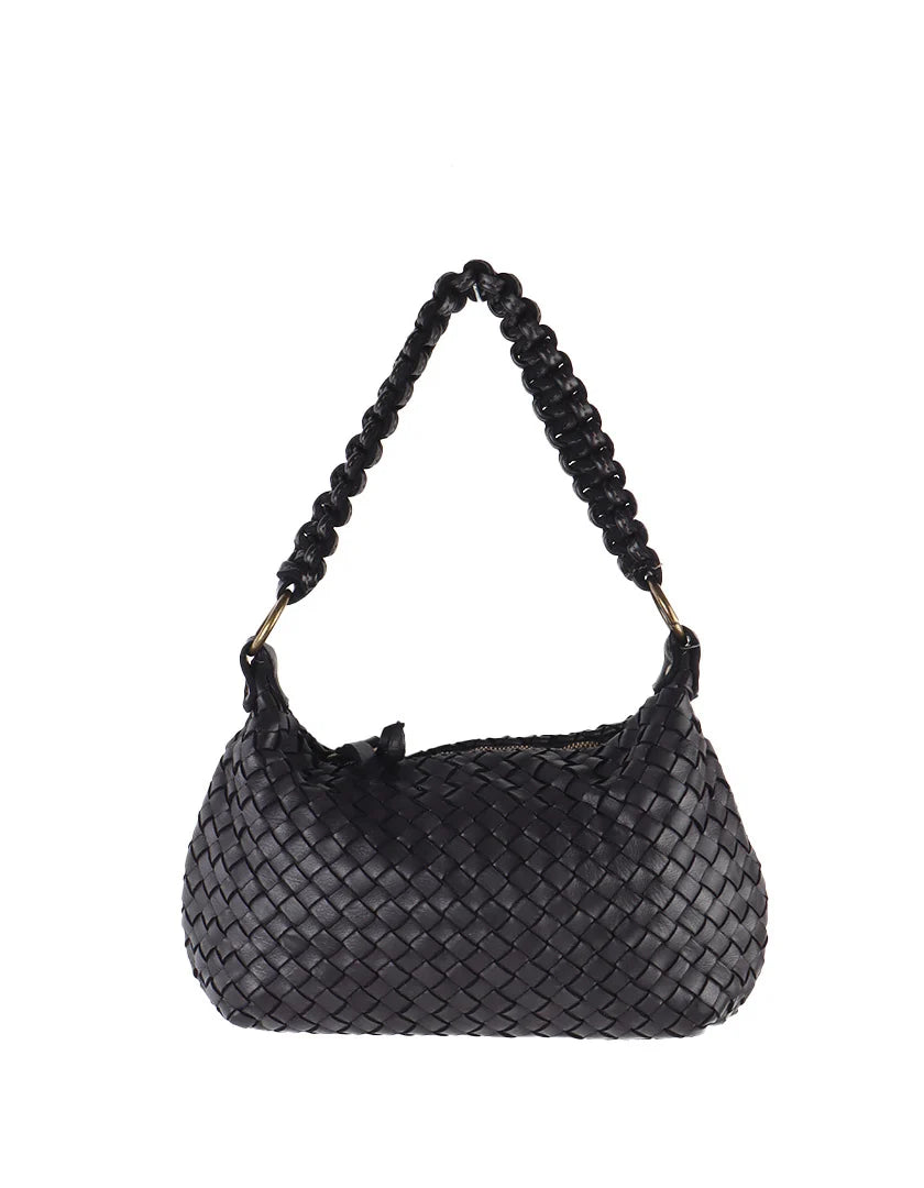 Washed Leather handbag braided