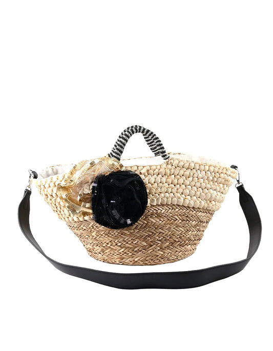 strandtas met zwart/wit handvat