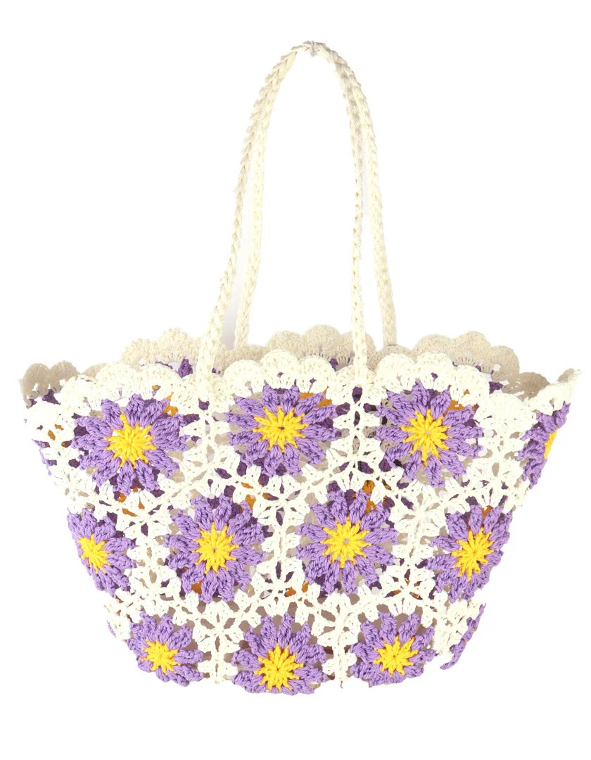 Strandtas met een bloemen print.